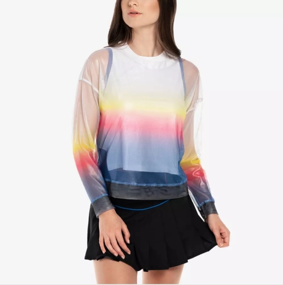 Lucky in Love Tops - Lucky in Love Neon Light Ombre Mesh Long Sleeve Pullover Top  Size Medium